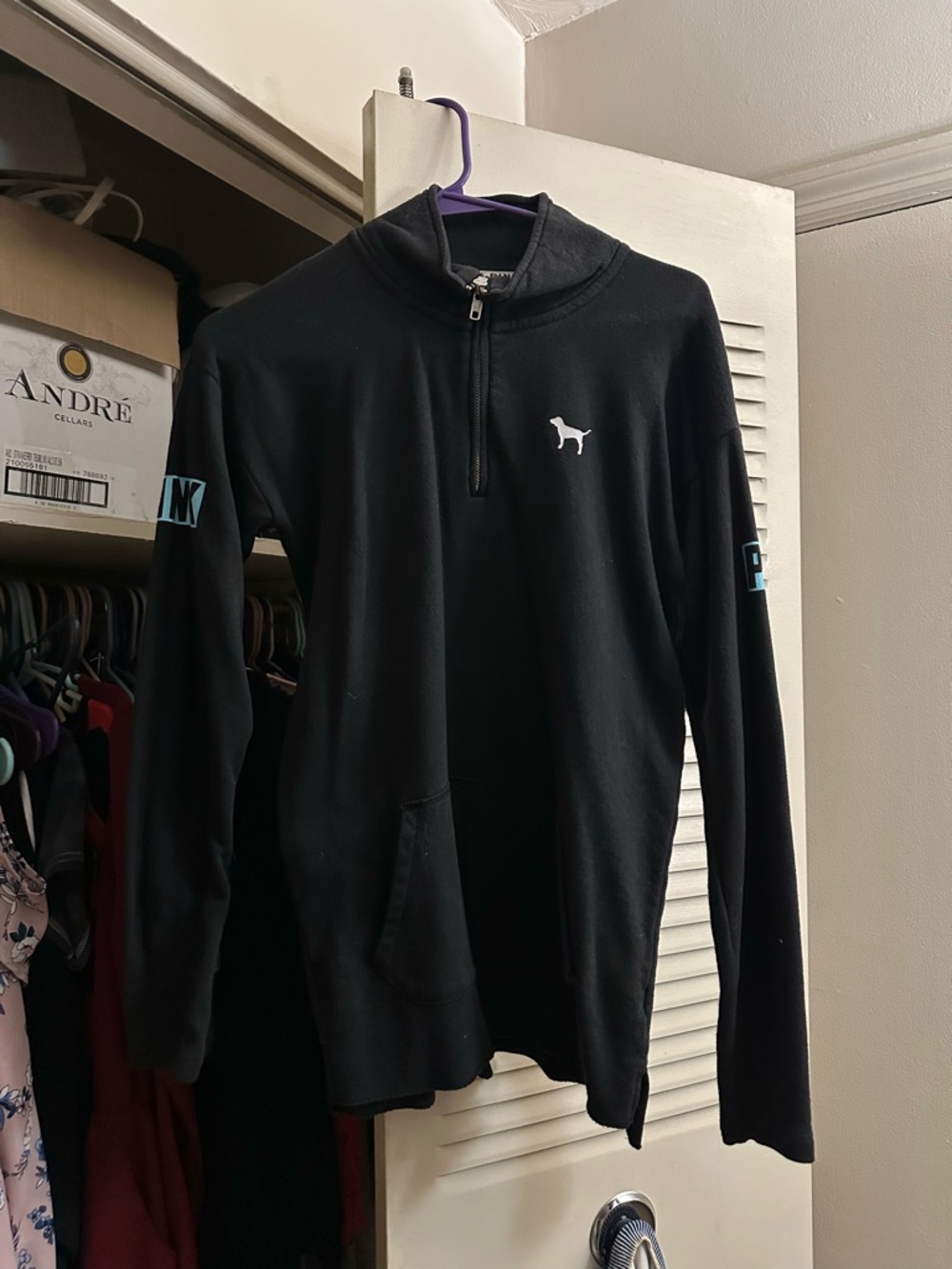 PINK Victoria's Secret by Victoria's Secret Black Quarter-Zip Pullover